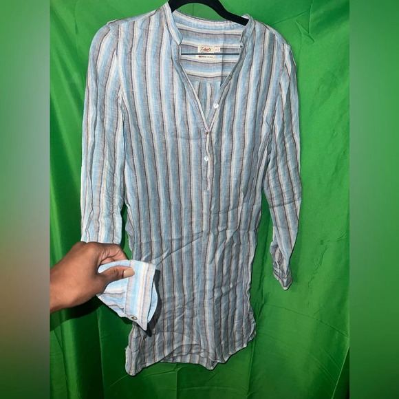 Faherty 100% Linen Shirt Dress size XS- Broken Button - Picture 3 of 6